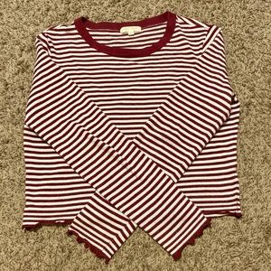 Women's medium maroon and white stripped long-sleeved top.
